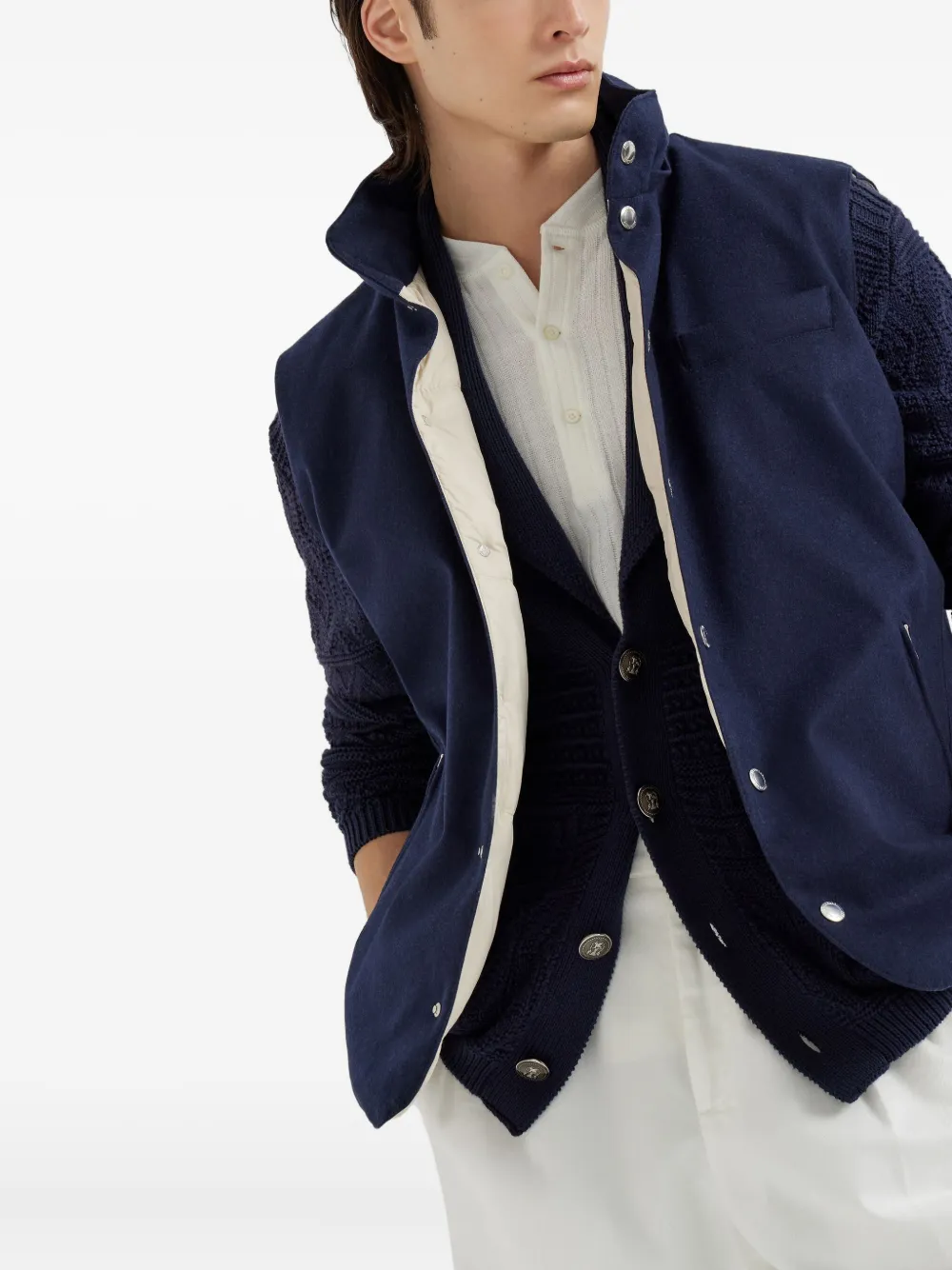 Brunello Cucinelli Bodywarmer met capuchon Blauw