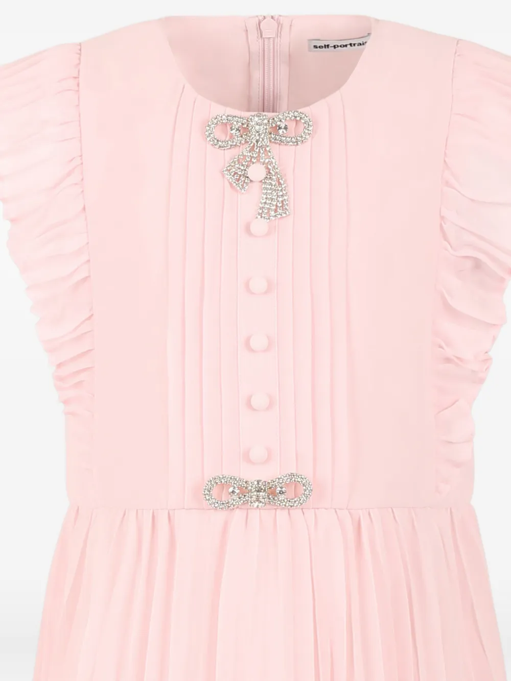 Self-Portrait Kids Geplooide chiffon jurk Roze