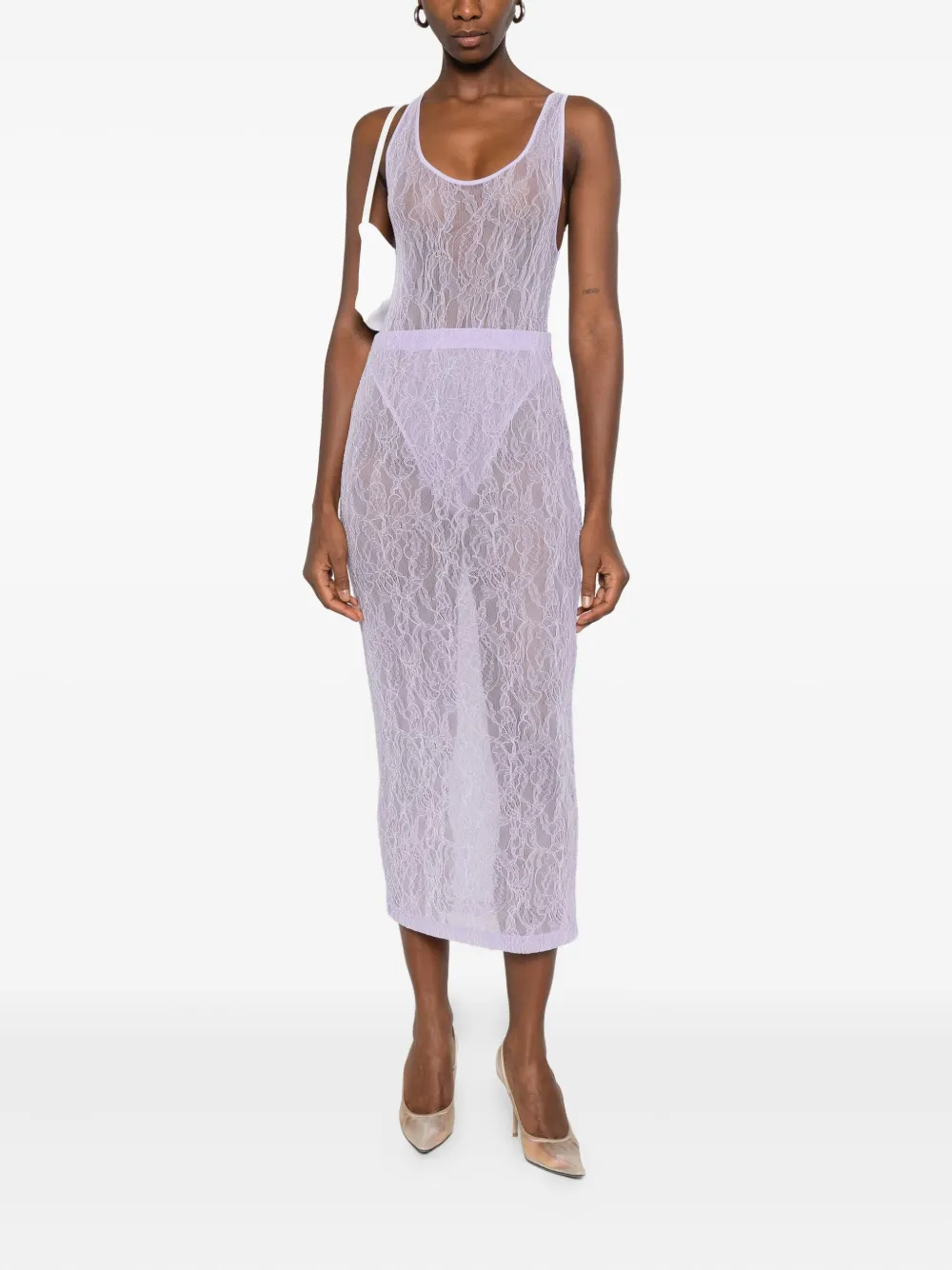 WARDROBE.NYC lace tube midi skirt - Paars