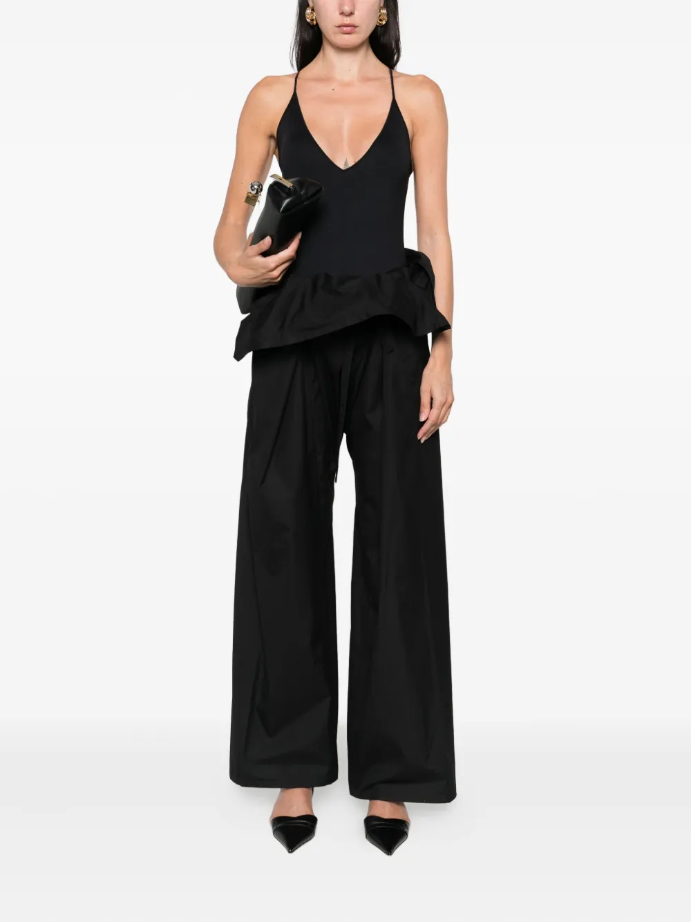 WARDROBE.NYC Broek met wijde pijpen Zwart