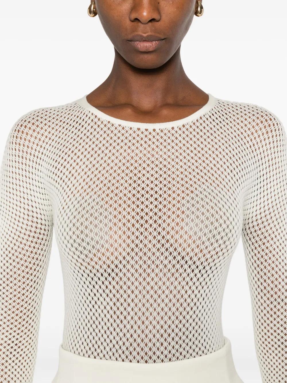 Wardrobe.nyc Mesh-knit Bodysuit In White