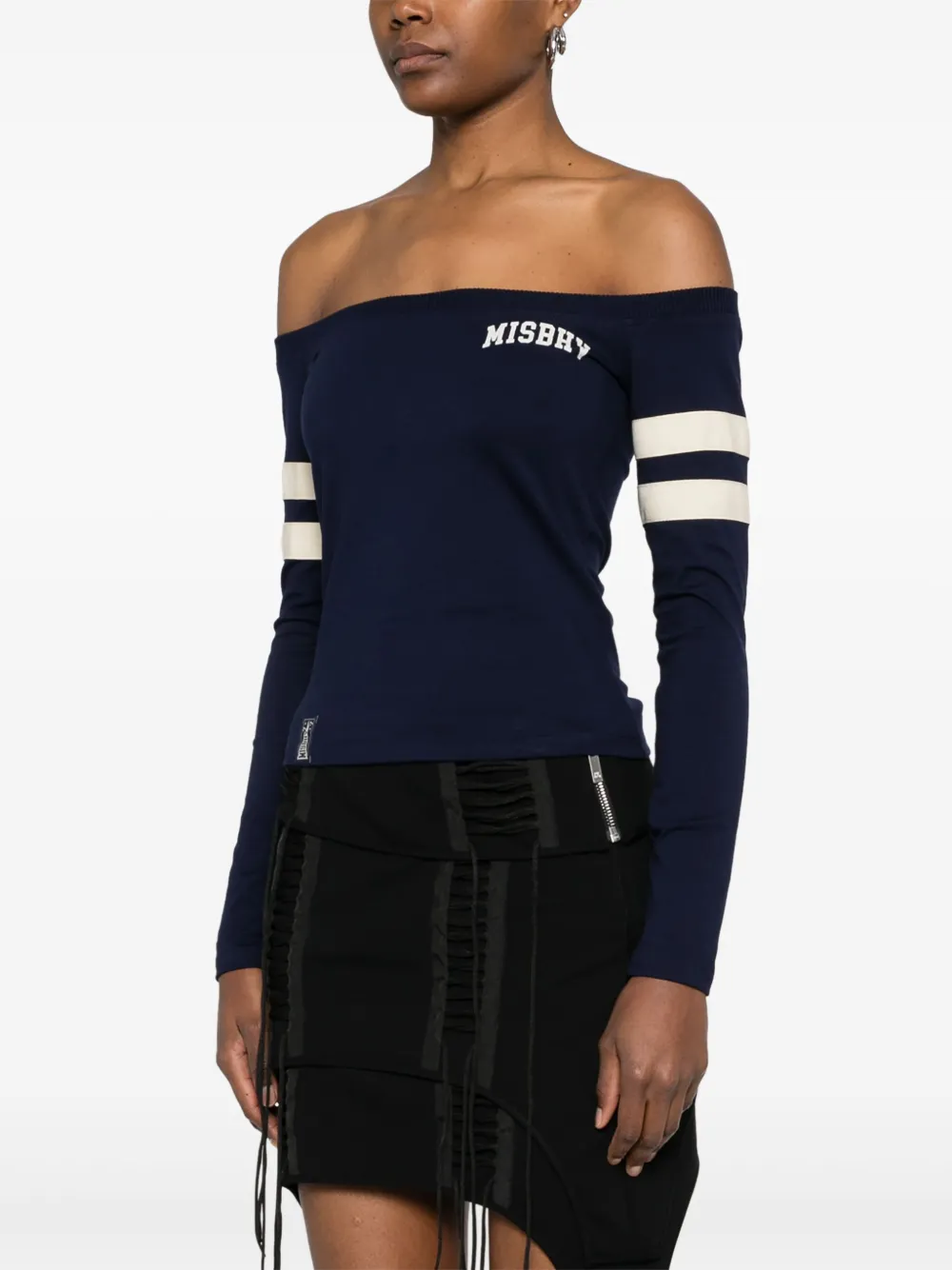 MISBHV Off-shoulder top met lange mouwen Blauw