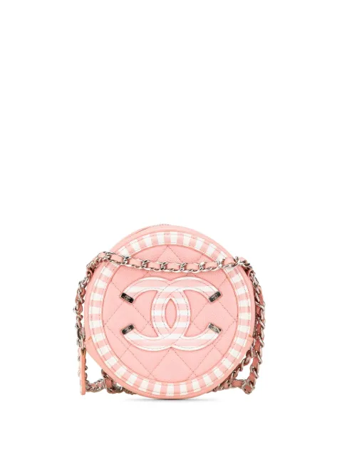 CHANEL Pre-Owned bolsa crossbody Caviar Striped CC Filigree Round 2019