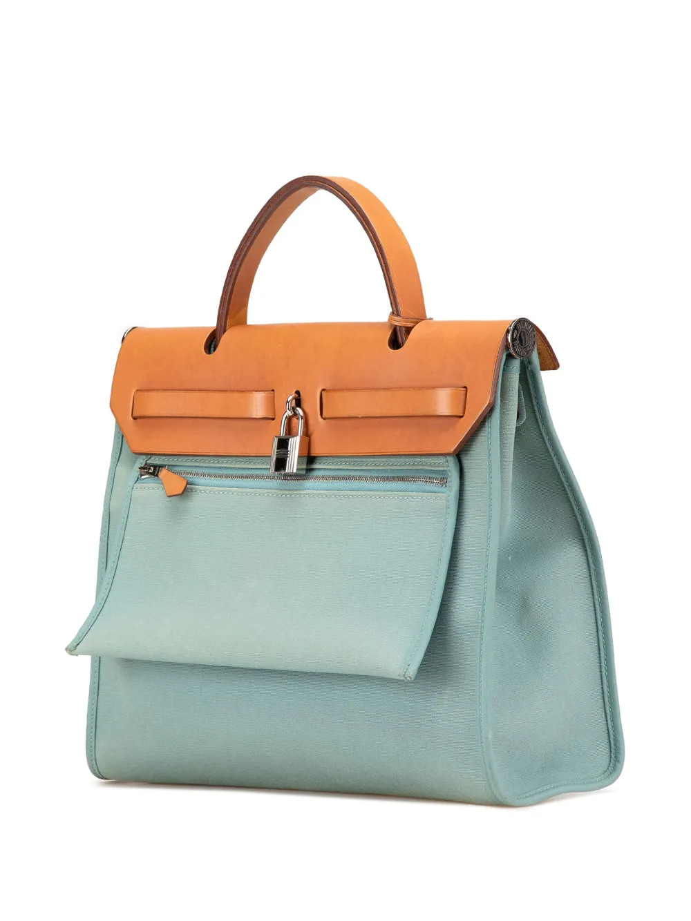 Pre-owned Hermes 2009 Toile Herbag Zip 31 Satchel In Blue