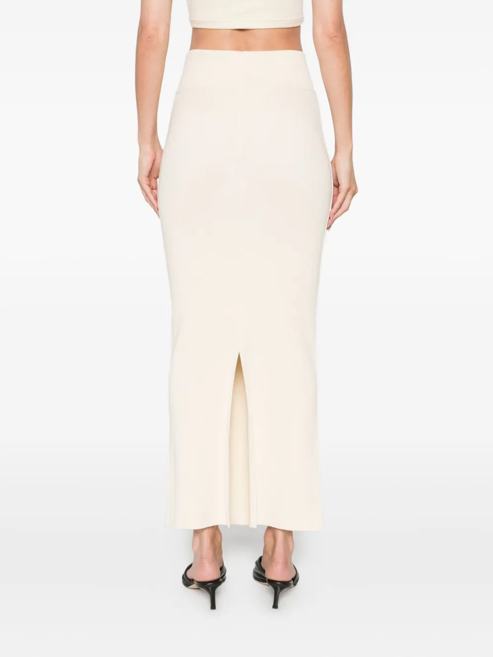 WARDROBE.NYC Katoenen high-waist rok Beige