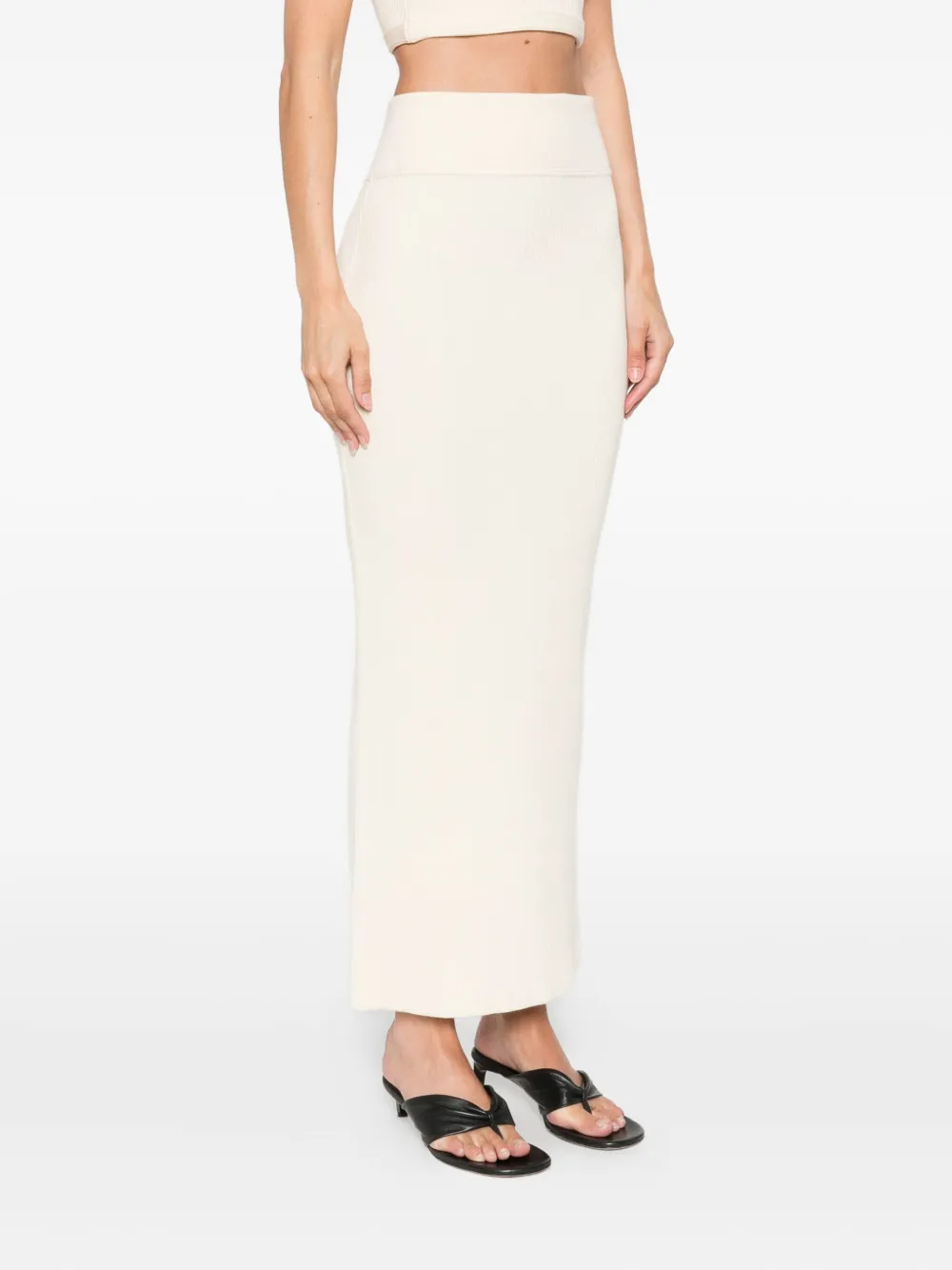WARDROBE.NYC Katoenen high-waist rok Beige