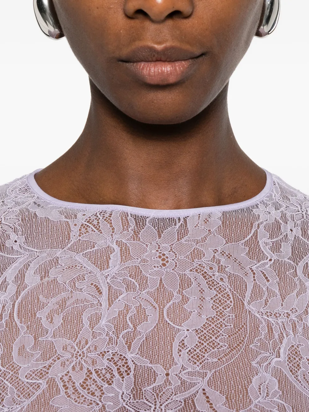 Wardrobe.nyc Lace Long-sleeve Midi Dress In Purple