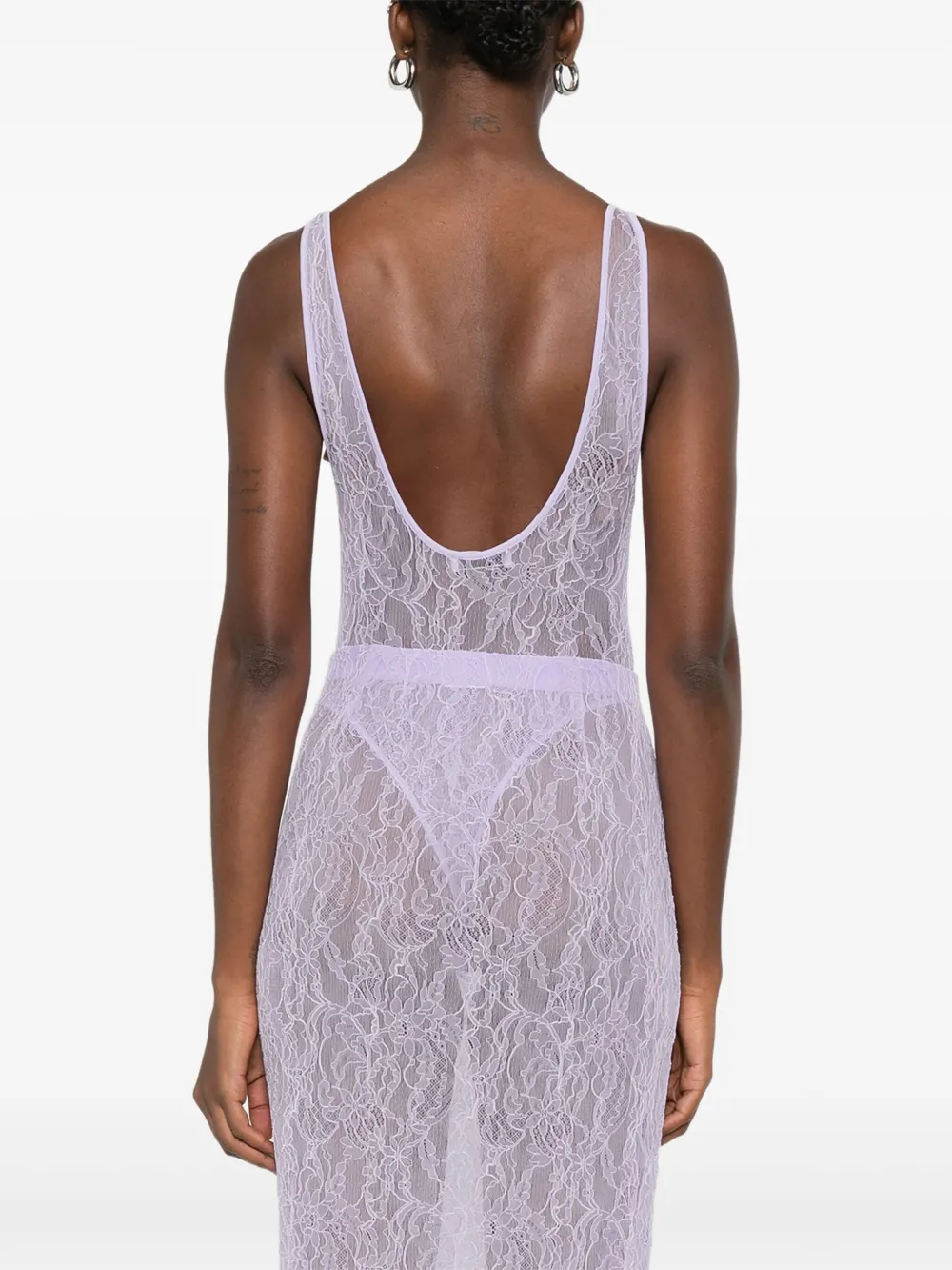 Wardrobe.nyc Lace Tank Bodysuit In Purple