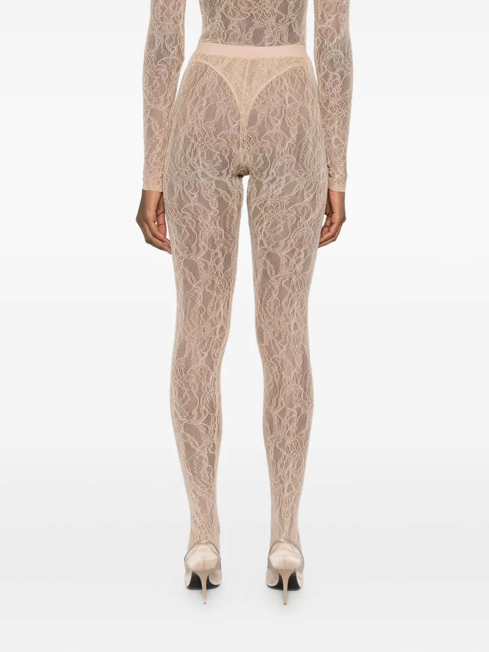 Wardrobe.nyc Lace Stirrup Leggings In Brown