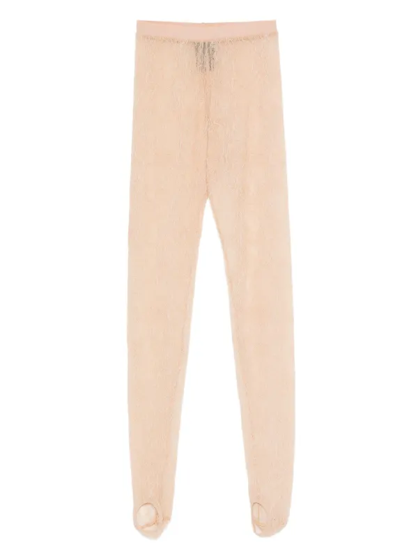 WARDROBE.NYC Lace Stirrup Leggings in Neutrals