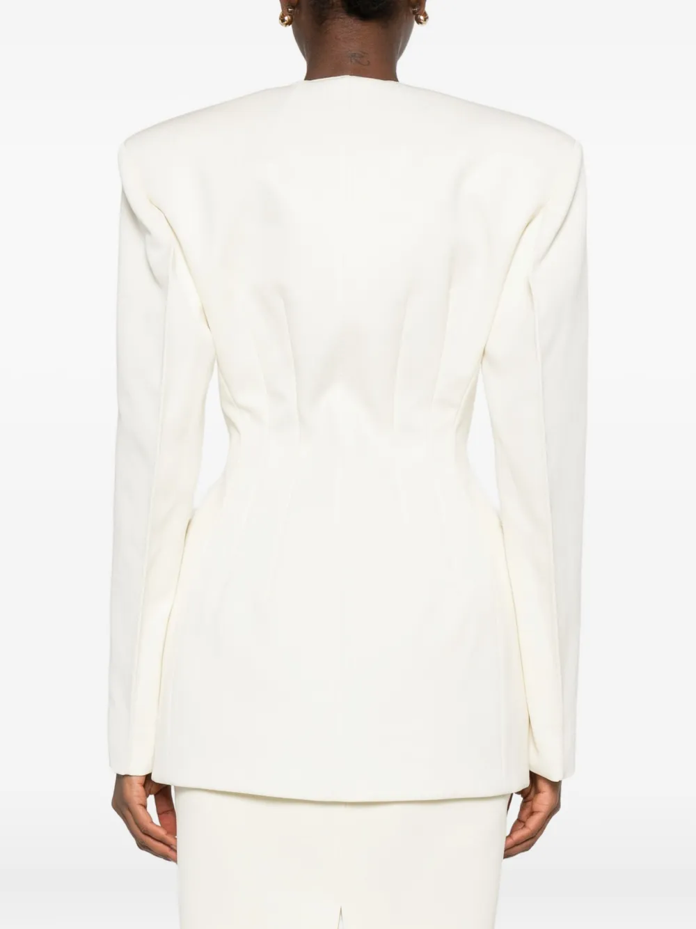 Wardrobe.nyc X Rhw Double-breasted Wool-blend Mini Blazer Dress In White