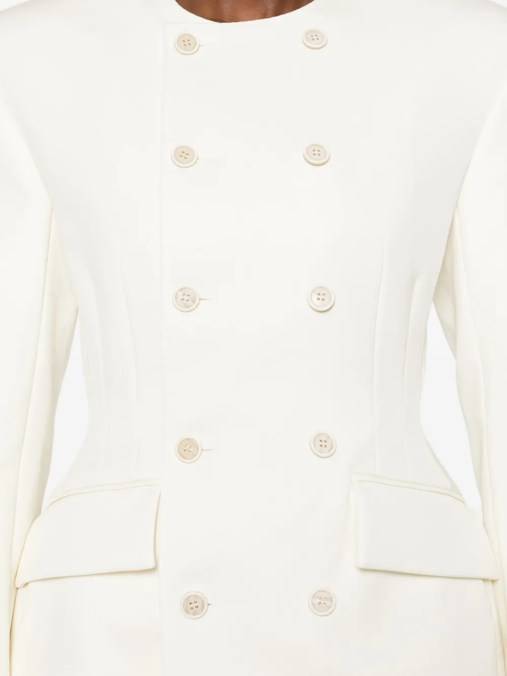 Wardrobe.nyc X Rhw Double-breasted Wool-blend Mini Blazer Dress In White