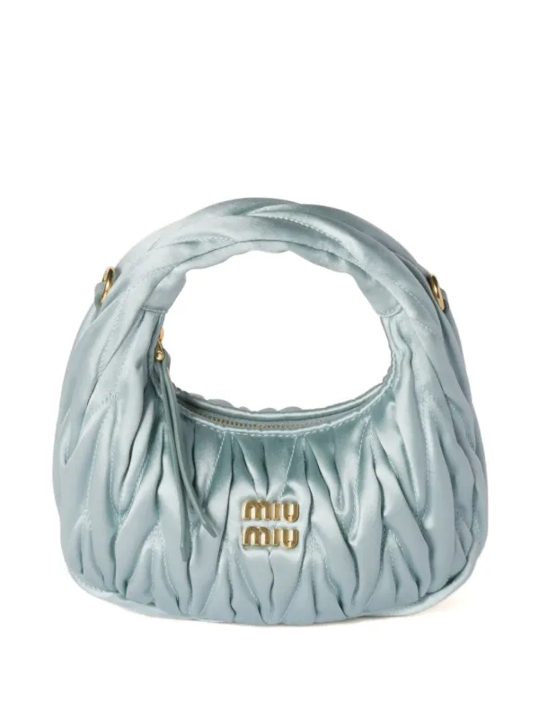 miu miu リボン付きライトブルーハンドバッグ Miu Miu ワンダー ハンドバッグ ミニ | ブルー | FARFETCH JP