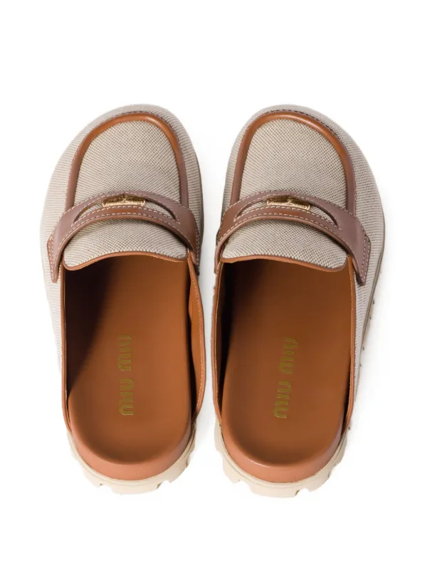 MiuMiu Canvas leather mules 関税込 ミュウミュウのスリッパ 0400023007957?wid=900