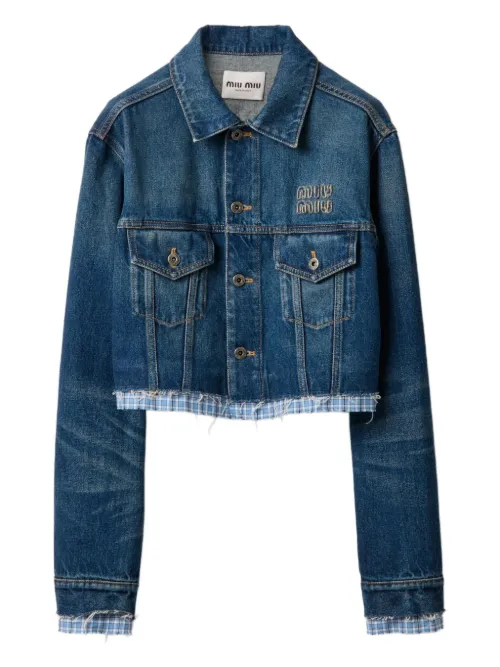Veste en jean à effet délavé - Miu Miu - Modalova
