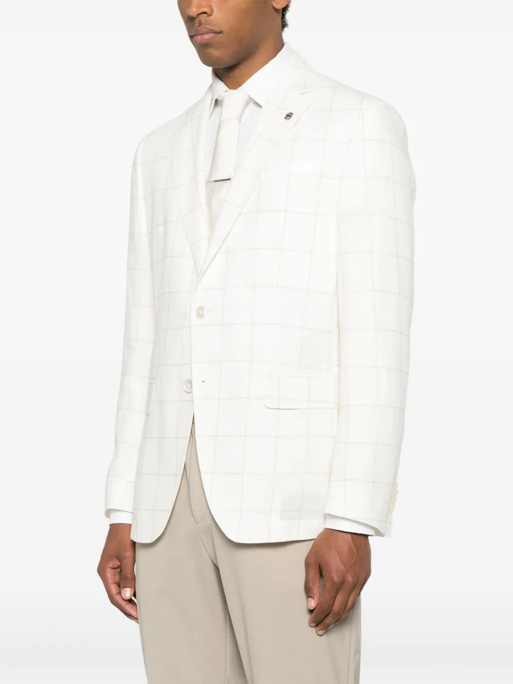 BOSS Geruite blazer Wit