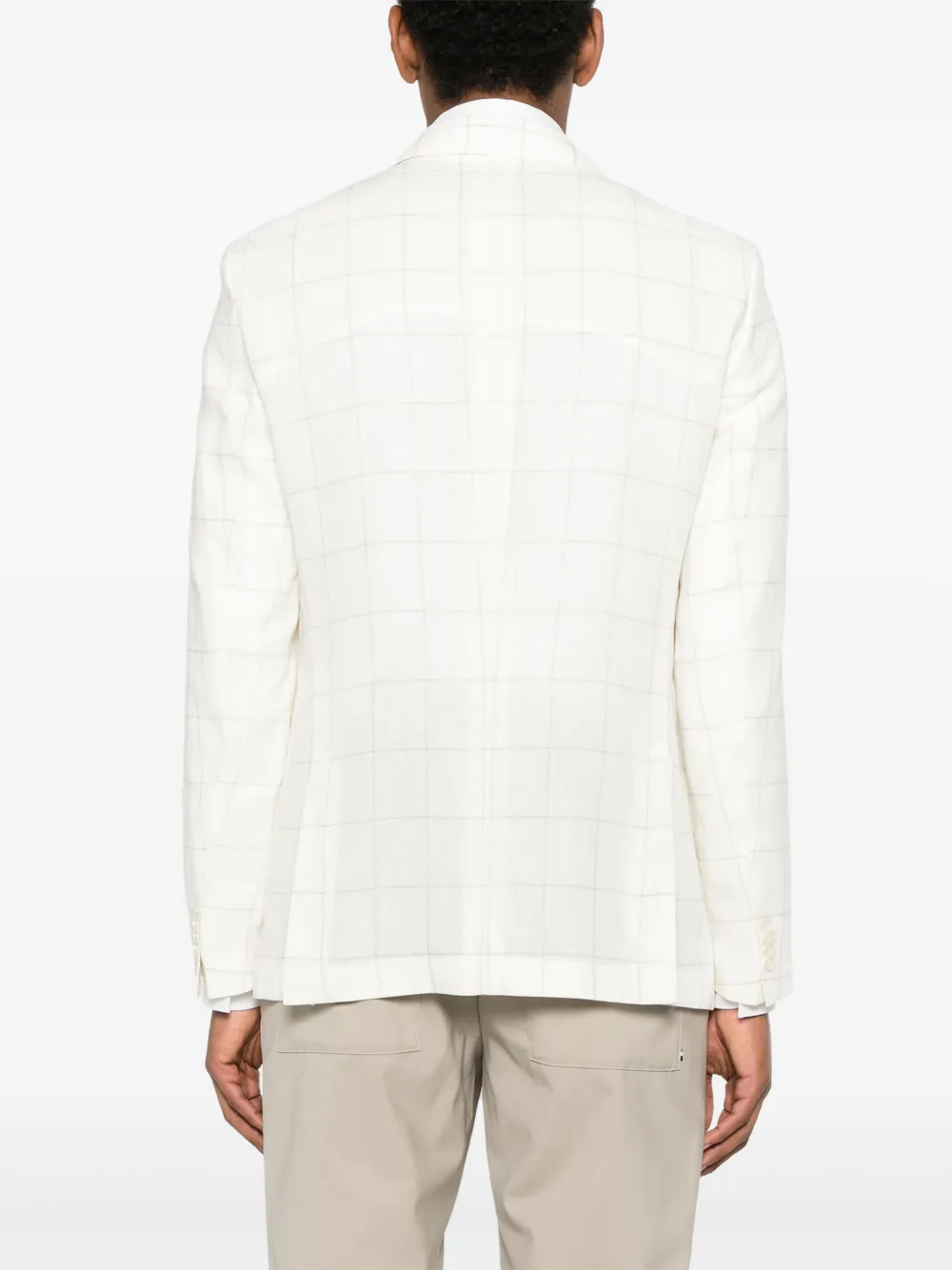 BOSS Geruite blazer Wit