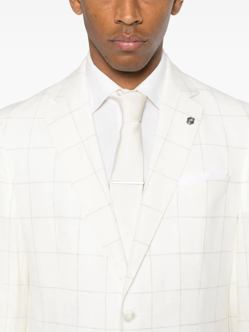 BOSS Geruite blazer Wit