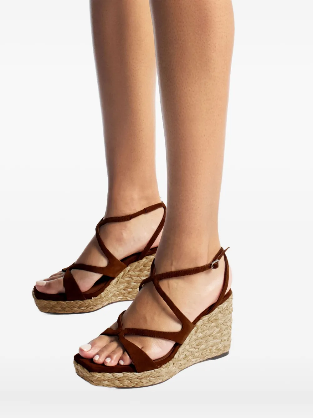 Jimmy Choo 85 mm Ayla sandalen met plateauzool Bruin