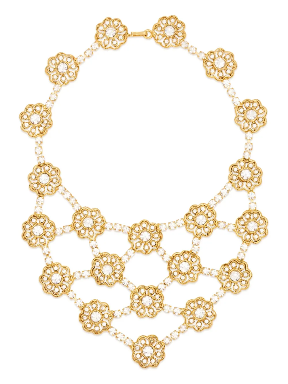 Kenneth Jay Lane Flower Cluster Bib ネックレス - ゴールドトーン Kenneth Jay Lane Flower Cluster Bib ネックレス - ゴールドトーン