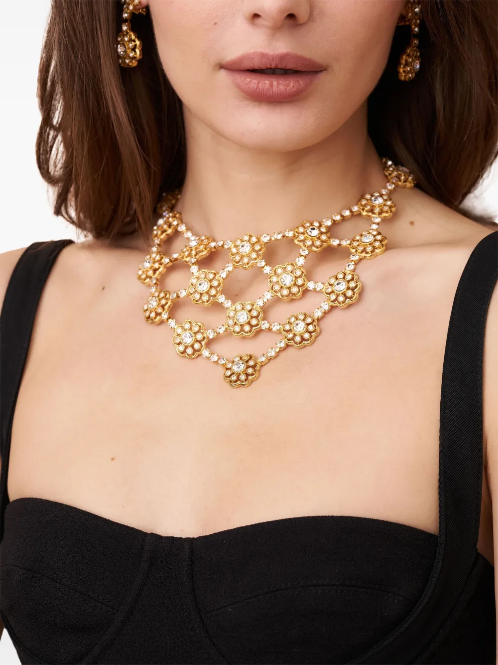 Kenneth Jay Lane Flower Cluster Bib halsketting - Goud