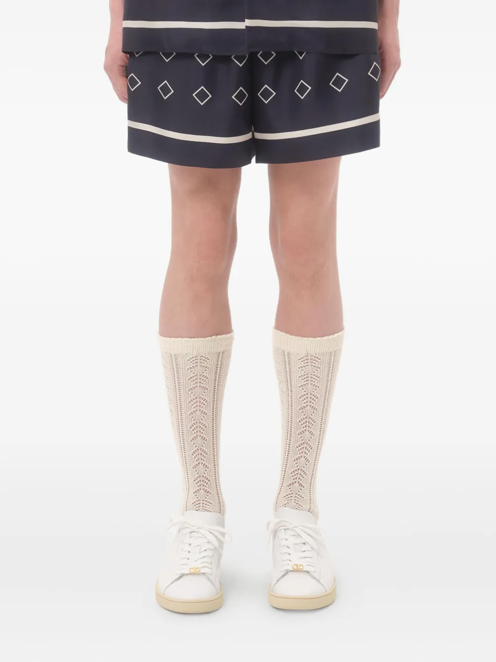 Valentino Garavani Twill bermuda shorts met print Blauw