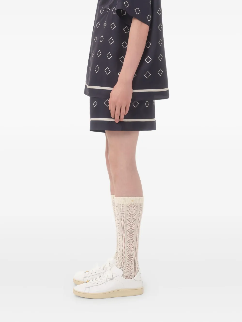 Valentino Garavani Twill bermuda shorts met print Blauw