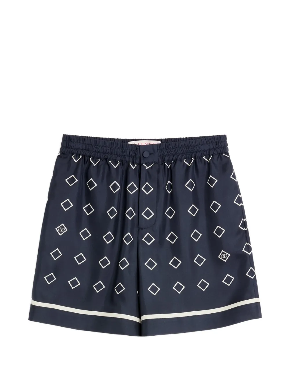 Valentino Garavani SILK TWILL BERMUDA SHORTS WITH ALL-OVER OPTICOOL PRINT - Blu