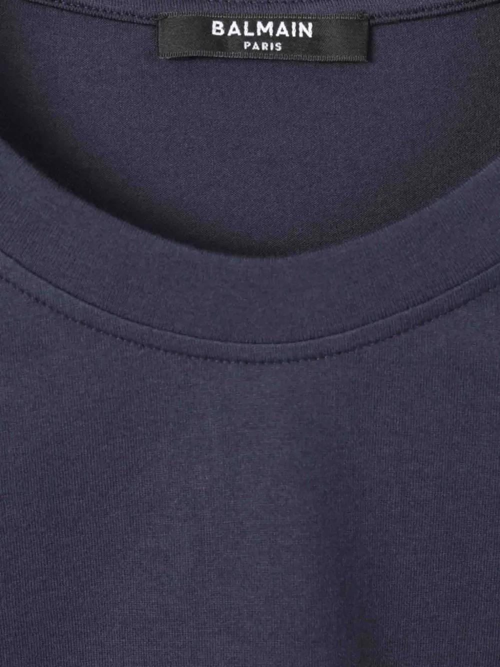Balmain Short Sleeves Round Neck Straight Hem In Blue