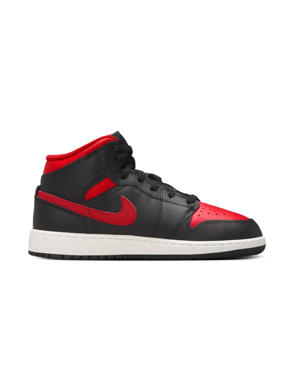 Jordan Kids Jordan 1 Mid Black/Summit White/Varsity Red sneakers - Zwart
