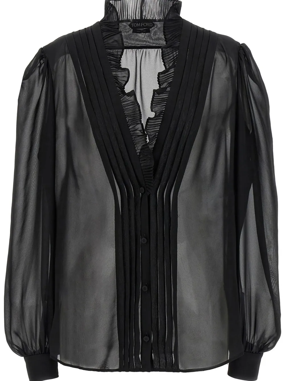 pleated-detail sheer blouse