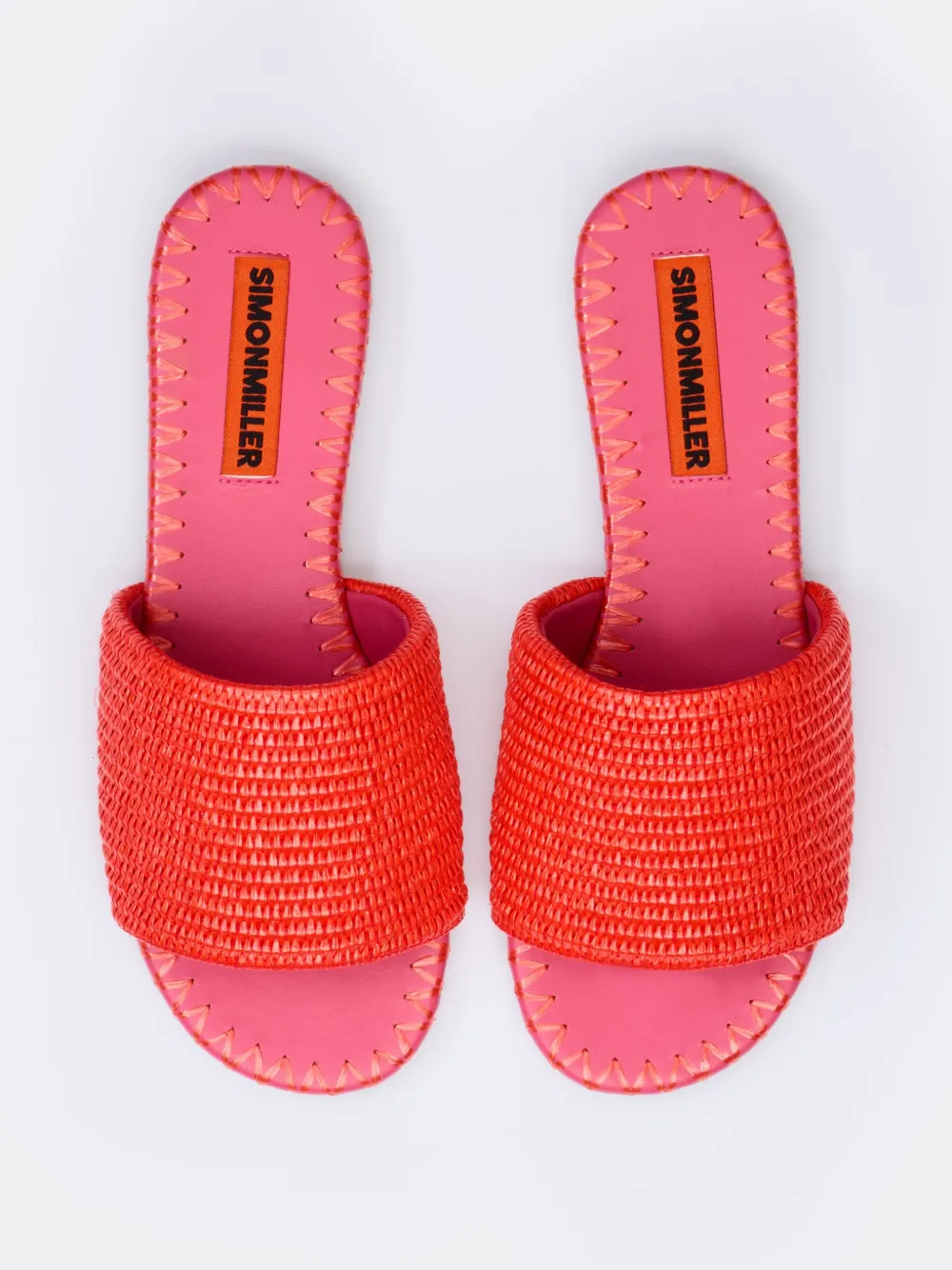 Simon Miller Raffia Salerno Slides In Red