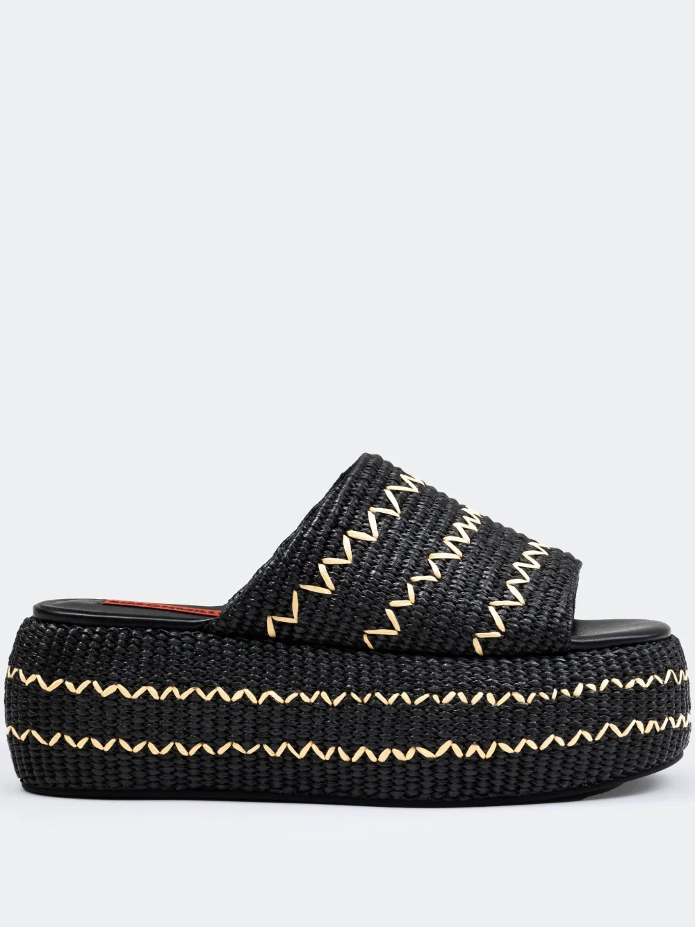 Simon Miller Zigzag Raffia Cloudy Mules In Black