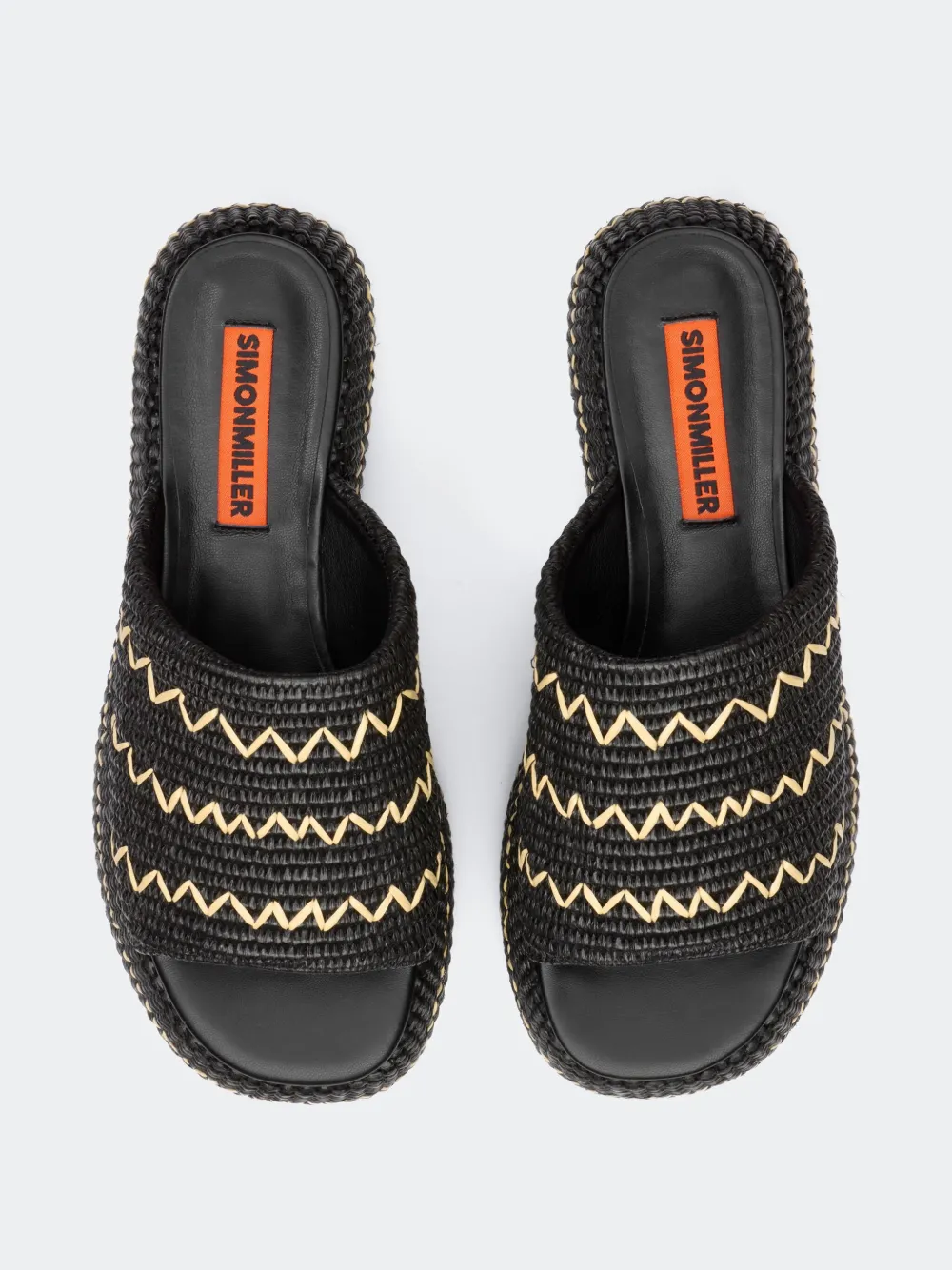 Simon Miller Zigzag Raffia Cloudy Mules In Black