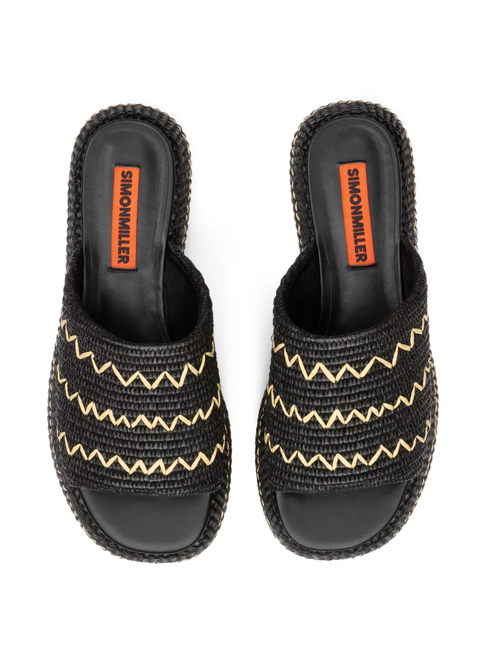 Simon Miller ZigZag Raffia Cloudy muiltjes - Zwart