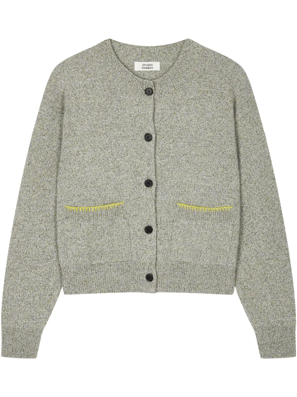 Studio Tomboy Round-neck Cardigan In Gray