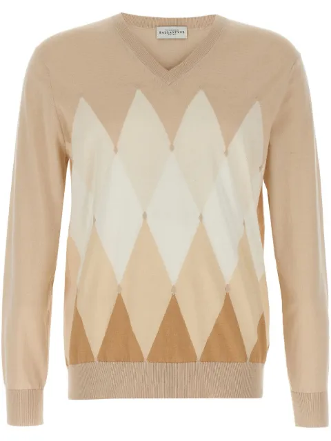Ballantyne V-neck argyle sweater