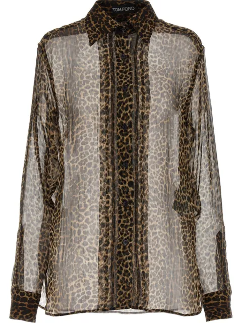 TOM FORD sheer leopard-print shirt