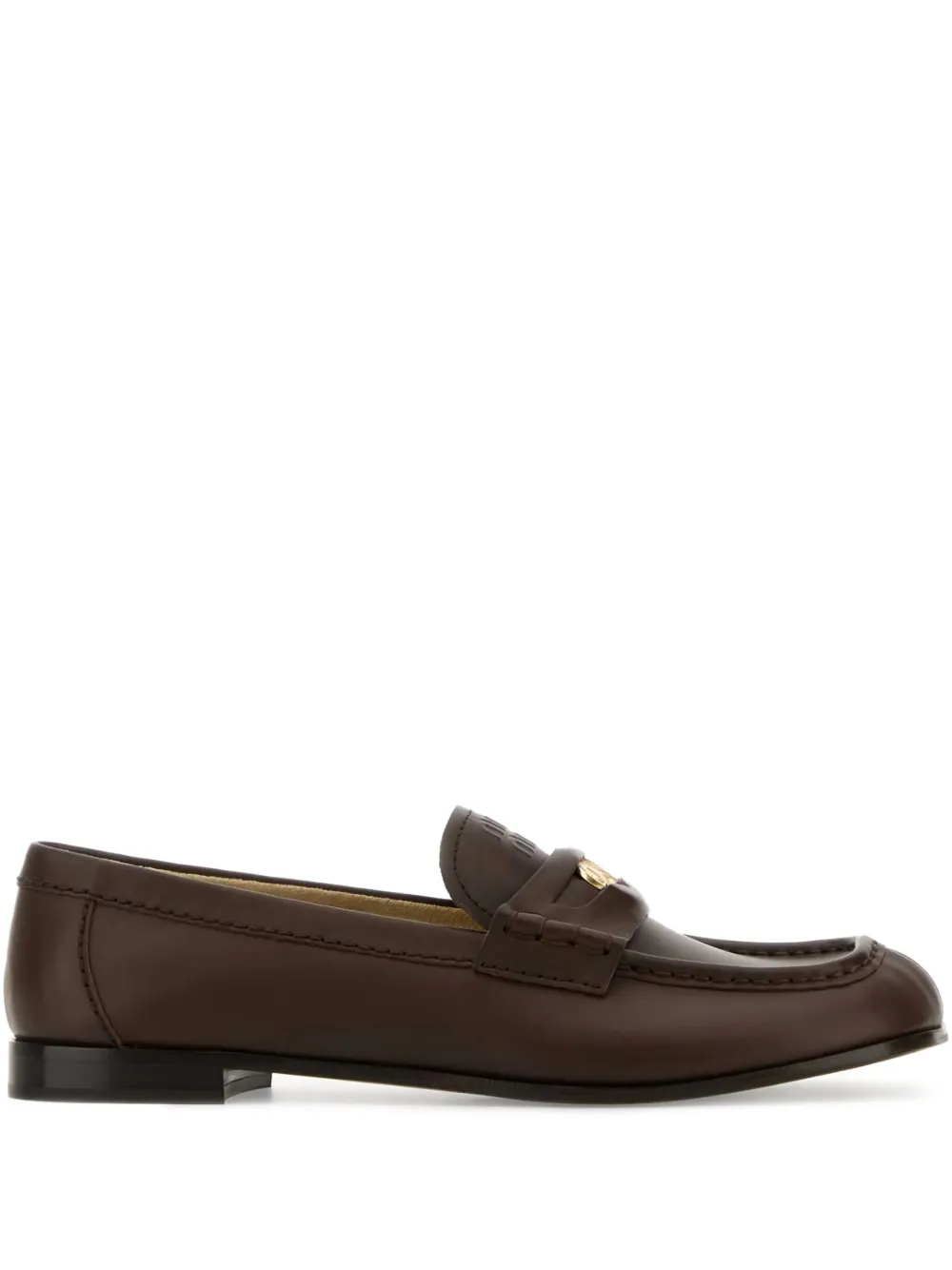 Miu Loafers verfraaid met munt Bruin