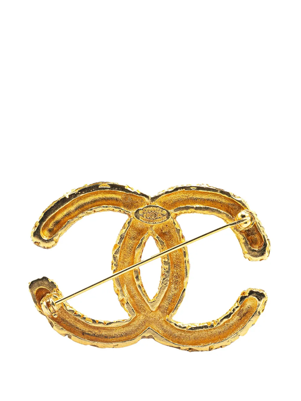 CHANEL Pre-Owned 1993 Gold Plated CC Brooch costume brooch | Image 2