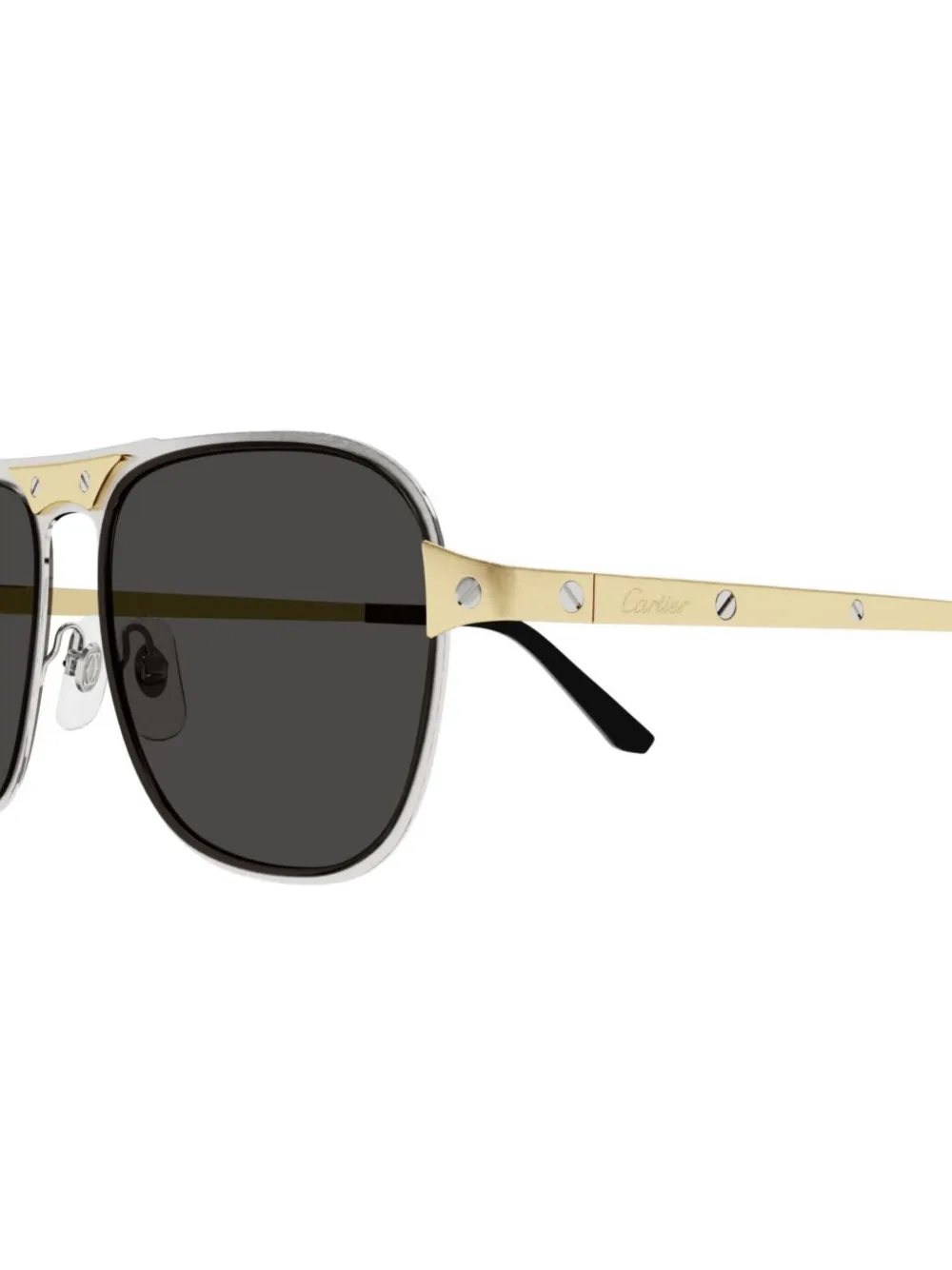 【CARTIER】 EYEWEAR スクエアフレームゴールドトーンサングラス Cartier Eyewear スクエアフレーム サングラス | ゴールドトーン