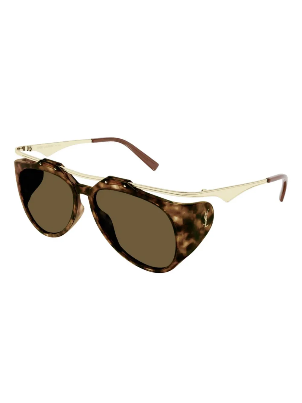Saint Laurent Eyewear Zonnebril met bewerkt montuur - Bruin