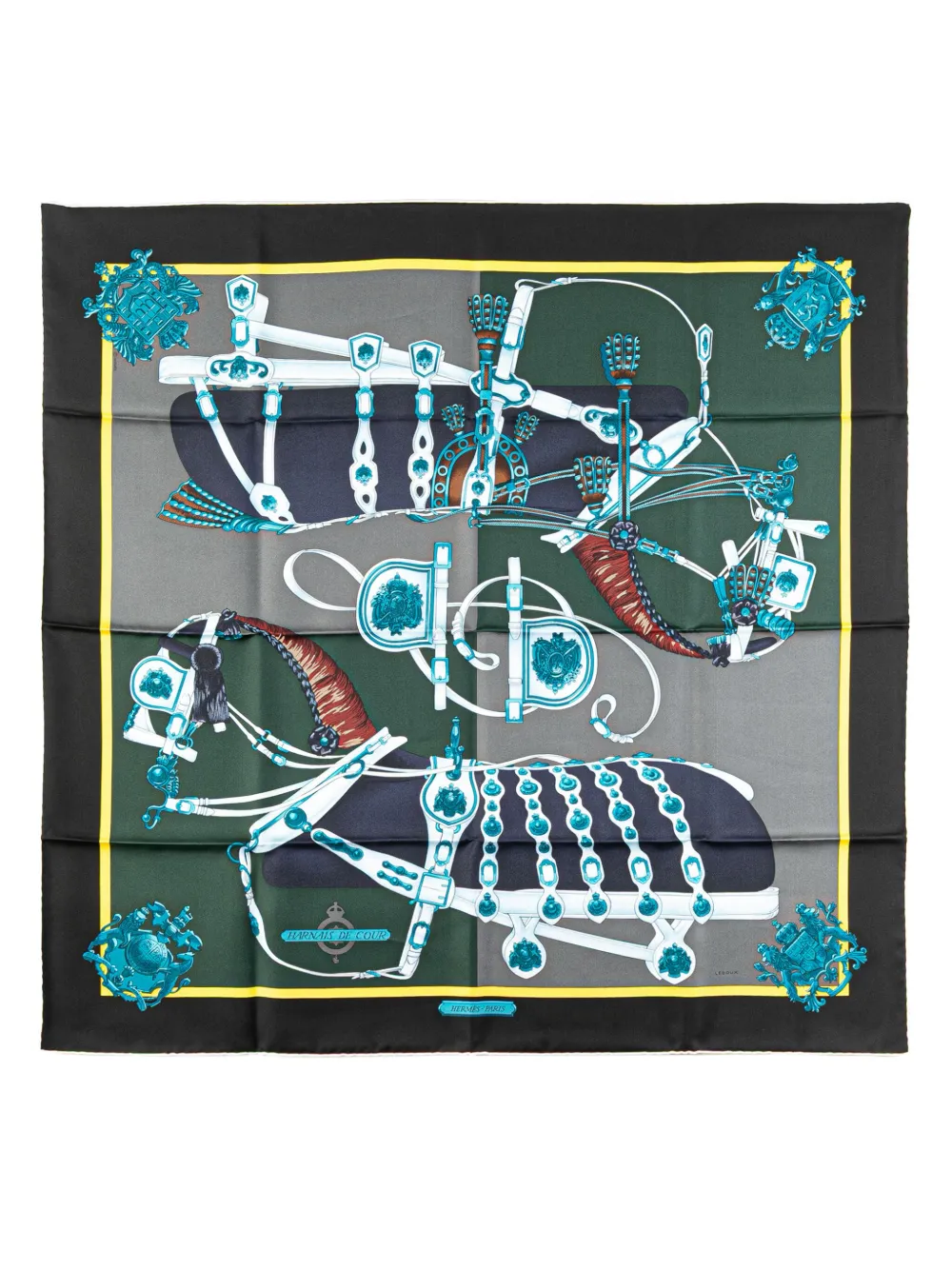Hermès Pre-Owned 20th Century Harnais De Cour シルク スカーフ - グリーン Hermès Pre-Owned 20th Century Harnais De Cour シルク スカーフ - グリーン