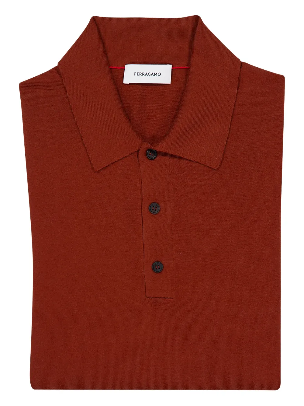 Ferragamo Fijngebreid poloshirt Bruin