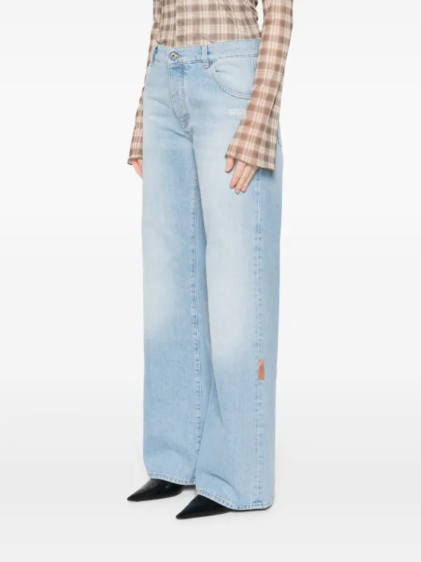 【関税込み】Off-White ブルー デニム ワイドレッグジーンズ Off-White ワイドジーンズ | ブルー | FARFETCH JP