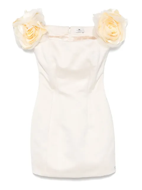 Elisabetta Franchi floral-appliqué satin mini dress