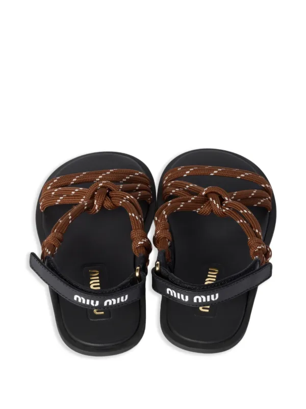 【関税送料込】MIU MIU ノット サンダル Miu Miu Rivière ノット サンダル | ブラウン | FARFETCH JP