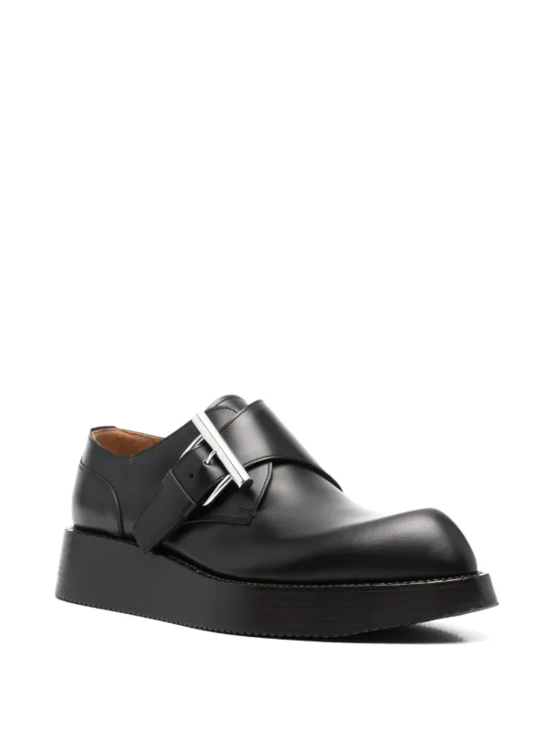Alexander McQueen T-Bar Creeper Monk Shoes | Black | FARFETCH