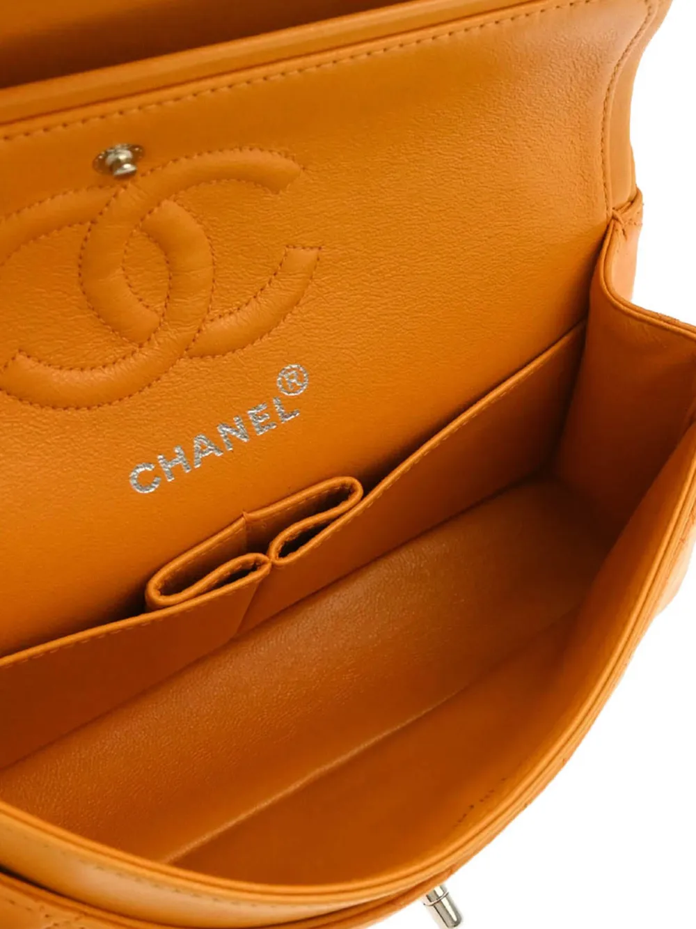 Pre-owned Chanel 1998 Small Double Flap Shoulder Bag In Orange