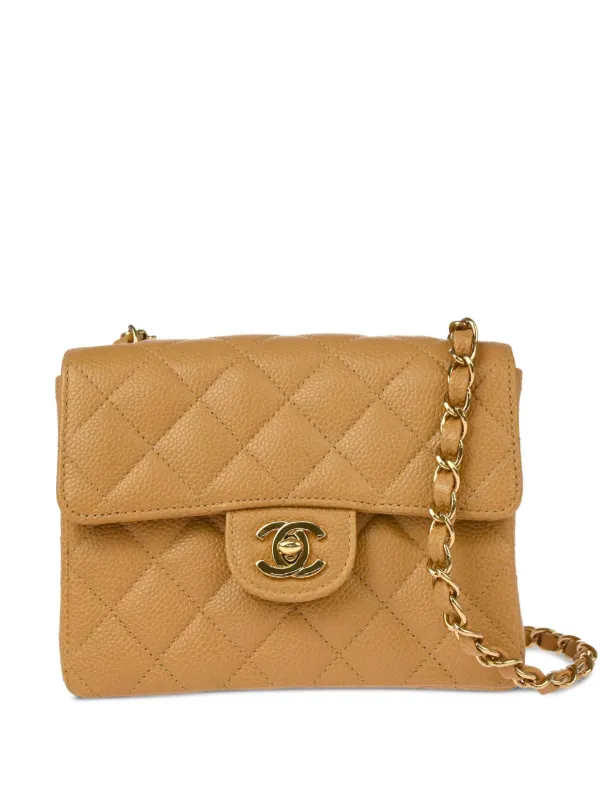 Chanel Pre-owned 2005 Mini Classic Square Flap 17 Shoulder Bag in Brown
